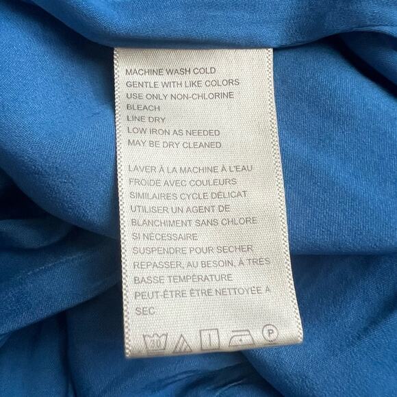 Free People Women’s Aida Collared Long Sleeve Silky Cobalt Blue Shirt Maxi Dress - Picture 12 of 15